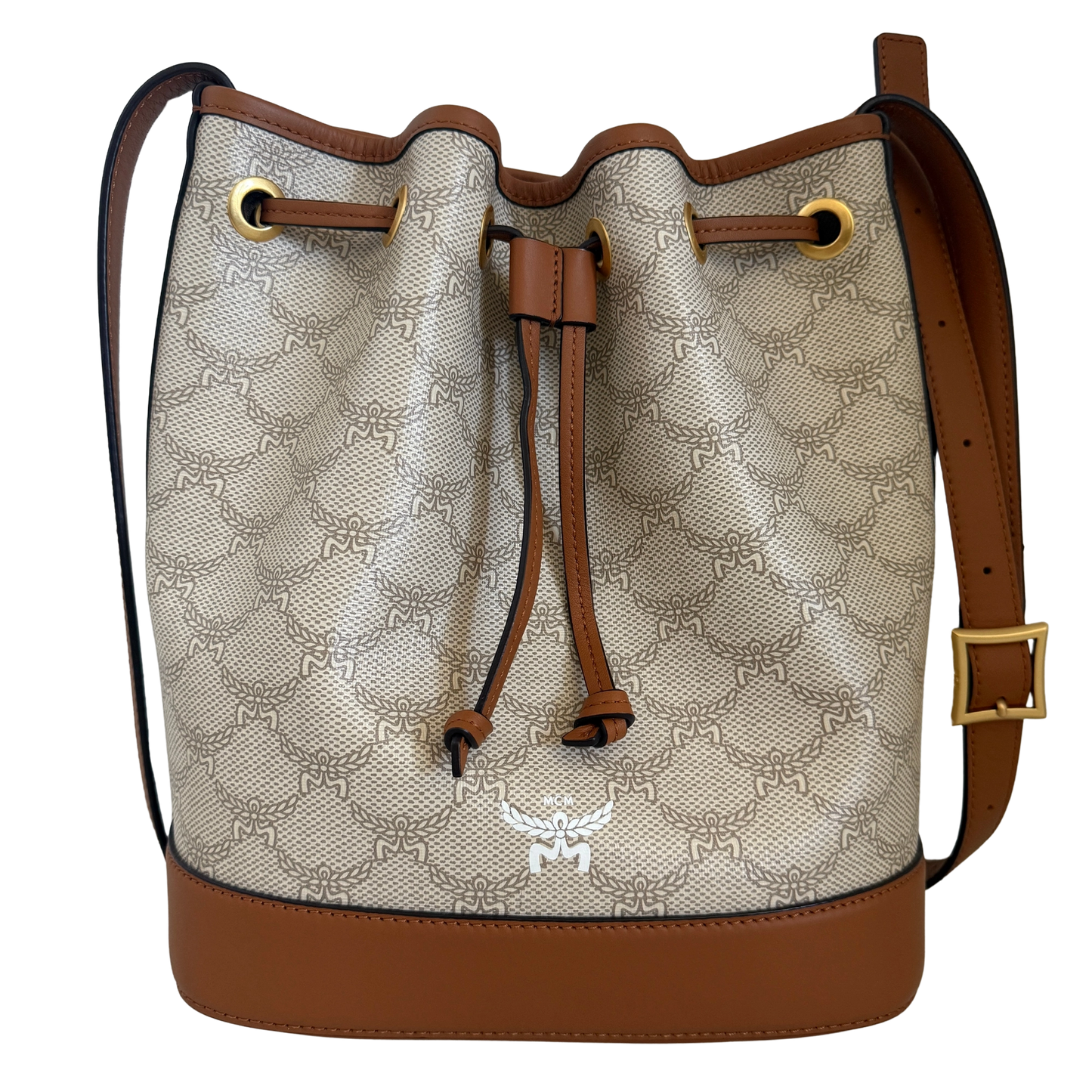 MCM Himmel Kordelzugtasche in Lauretos Braun / neuwertig Echtheitscheck