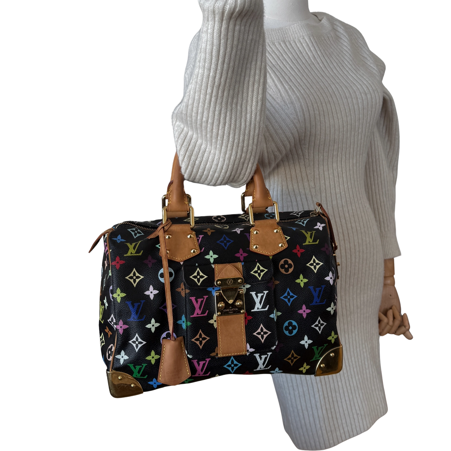 Louis Vuitton Speedy 30 Multicolor Tasche M92642 Schwarz / gut Louis Vuitton