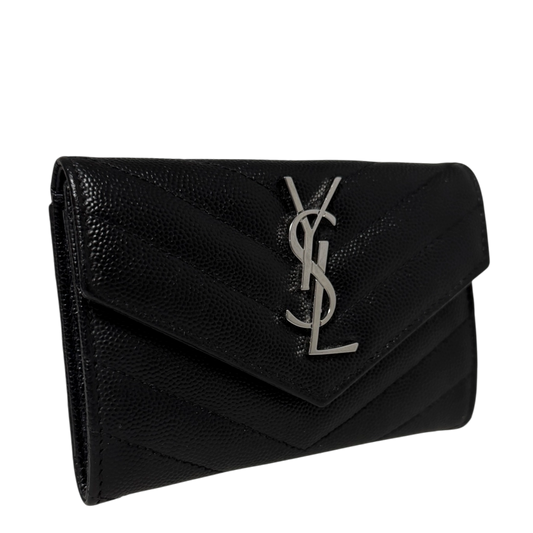Saint Laurent Cassandre Geldbörse small Leder silberne Hardware / sehr gut Saint Laurent
