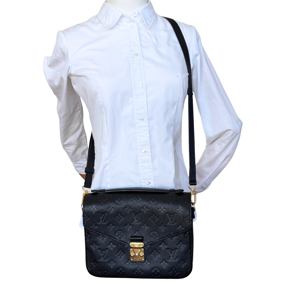 Louis Vuitton Pochette Métis Monogram Empreinte Schwarz Fullset / sehr gut Louis Vuitton
