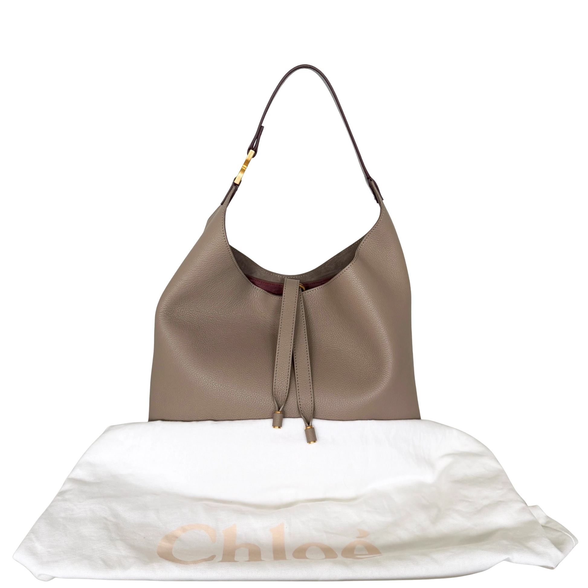 Chloé Marcie Hobo Bag aus genarbtem Leder Motty Grey / neuwertig Echtheitscheck