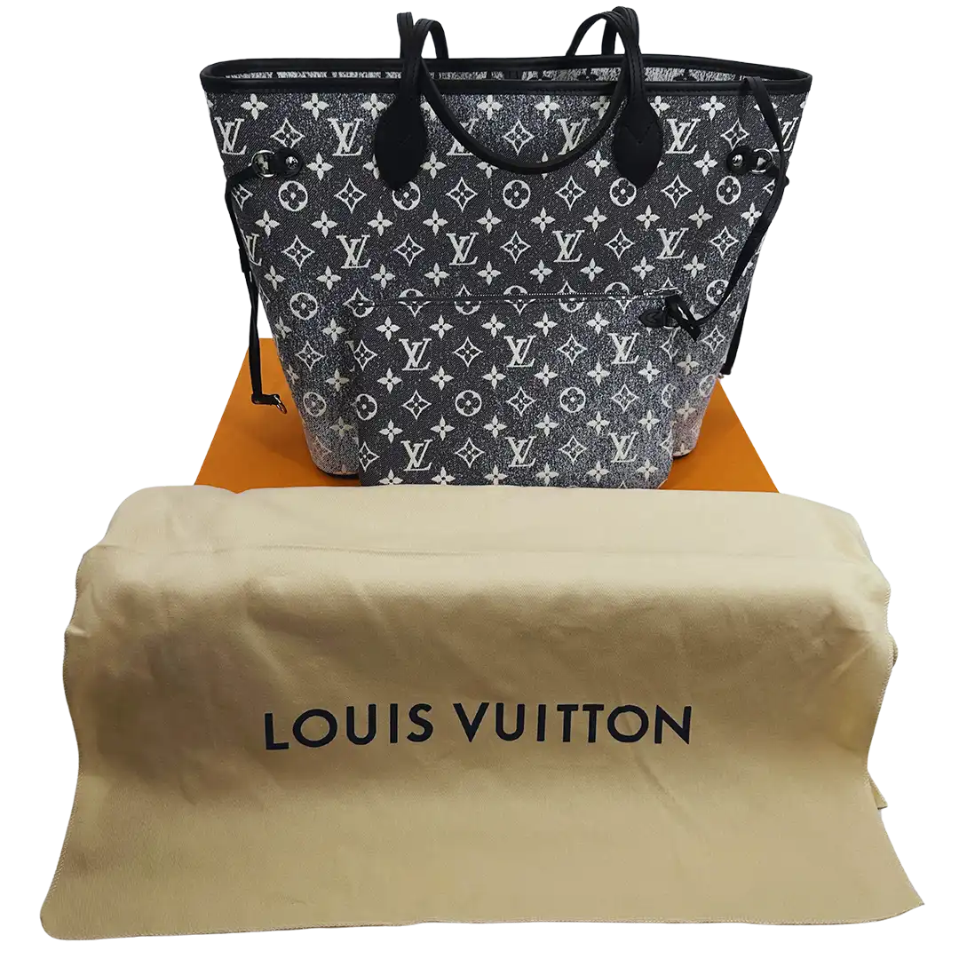 Louis Vuitton Neverfull MM Monogram Jaquard Denim Noir M21465 Fullset / neu Louis Vuitton