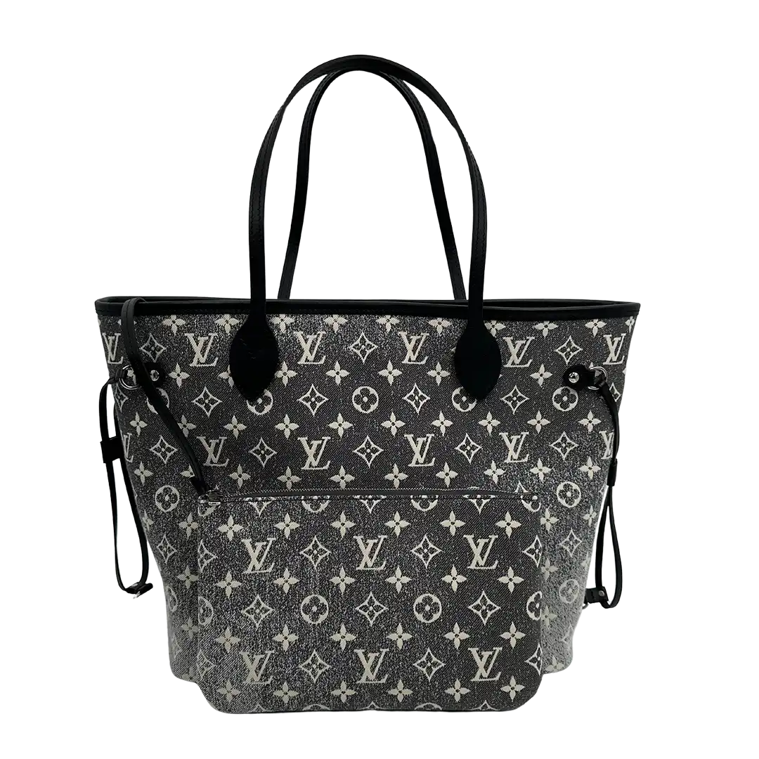 Louis Vuitton Neverfull MM Monogram Jaquard Denim Noir M21465 Fullset neu