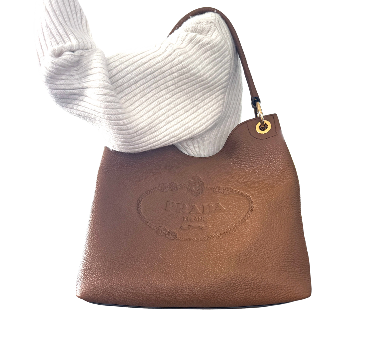 Prada Hobo Schultertasche 1BC051 Leder braun / neuwertig (Kopie) Prada