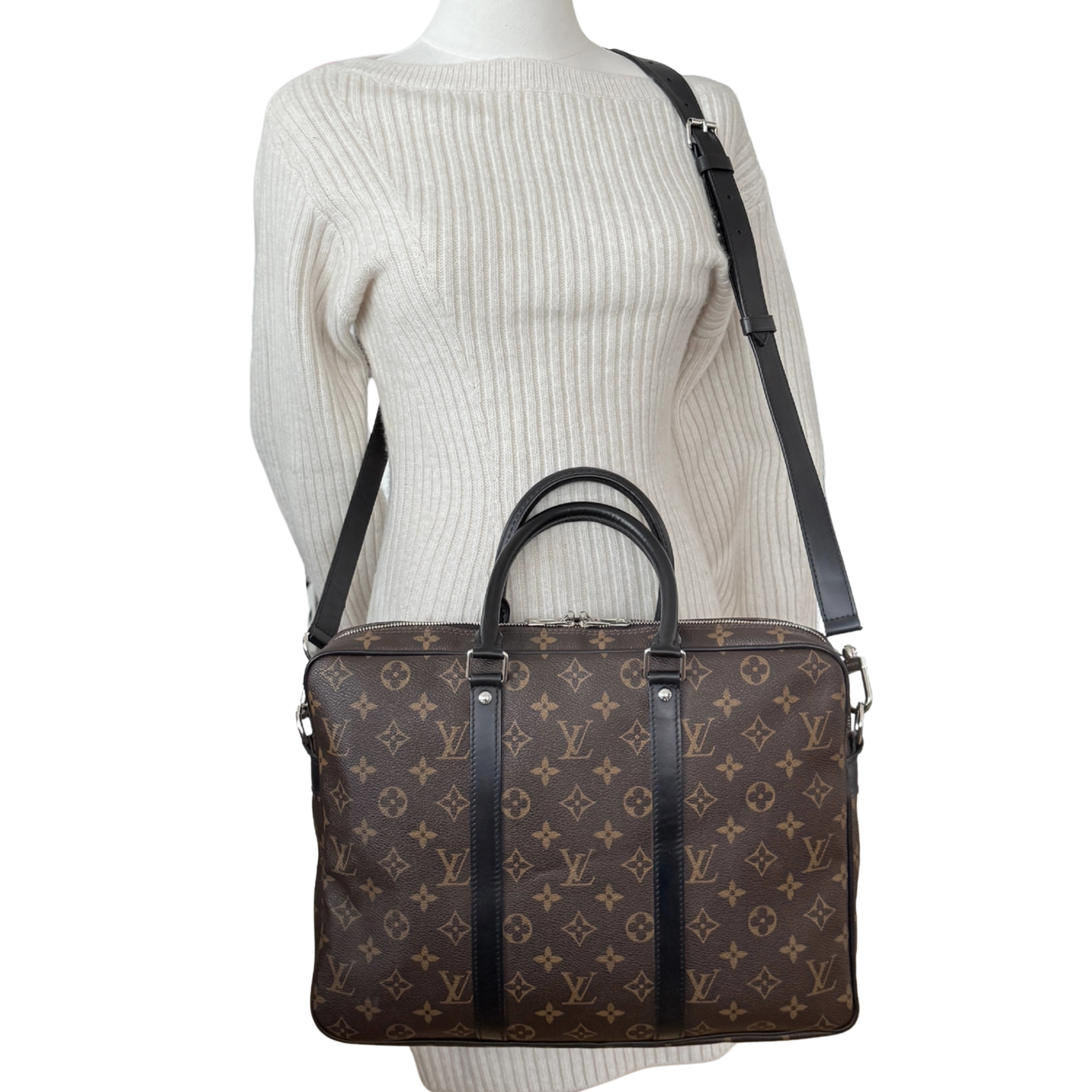 Louis Vuitton Porte Documents Voyage PM M52005 Braun / gut Louis Vuitton