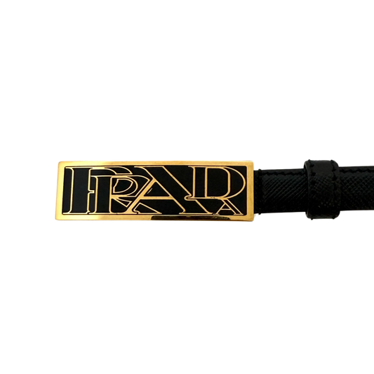 Prada Gürtel Schwarz mit goldener Prada Schnalle 80cm / sehr gut Prada
