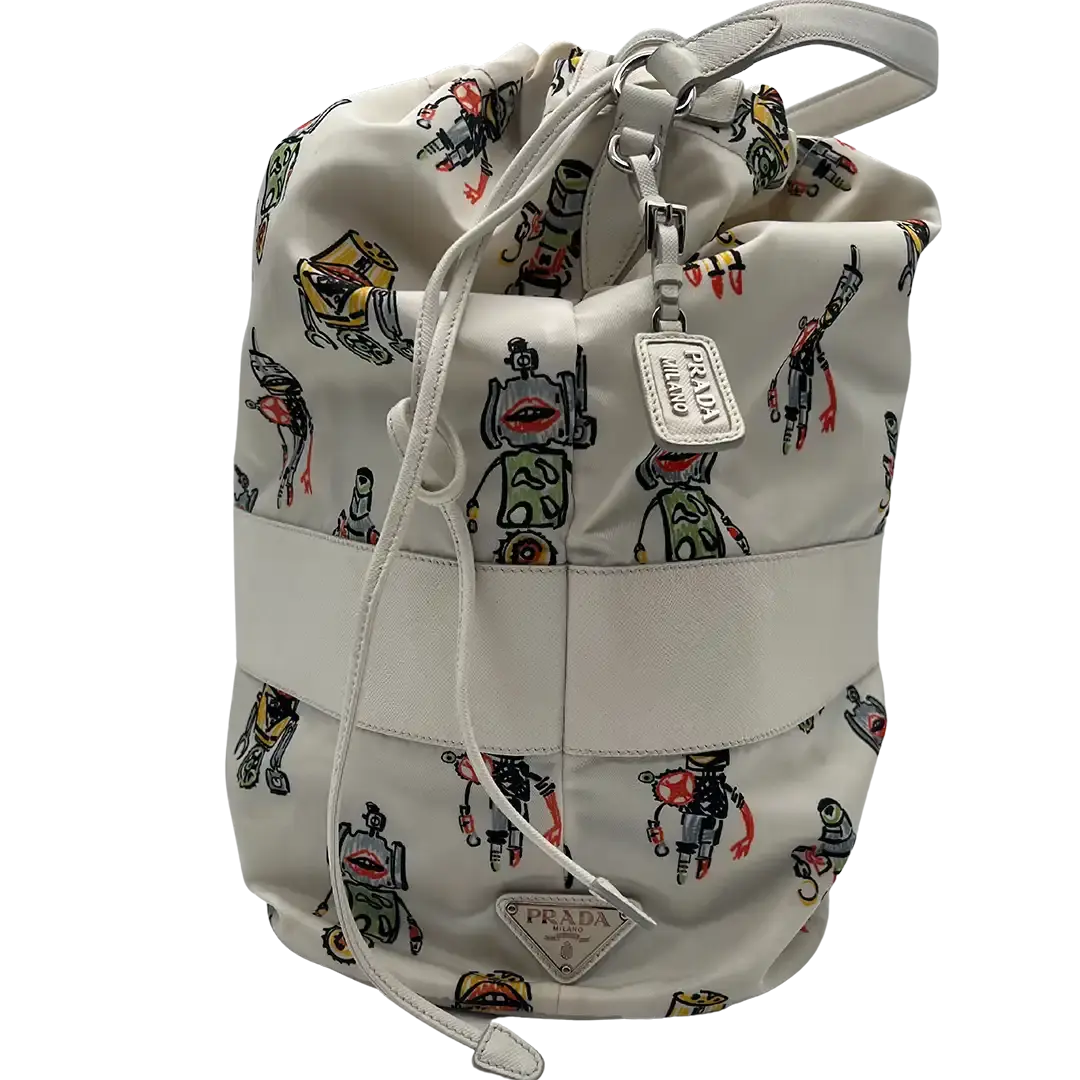 Prada Roboter Bag Nylon weiß selten / gut Prada