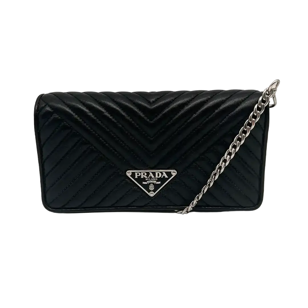 Prada Wallet on Chain Mini Bandoliera Nero Purse sehr gut