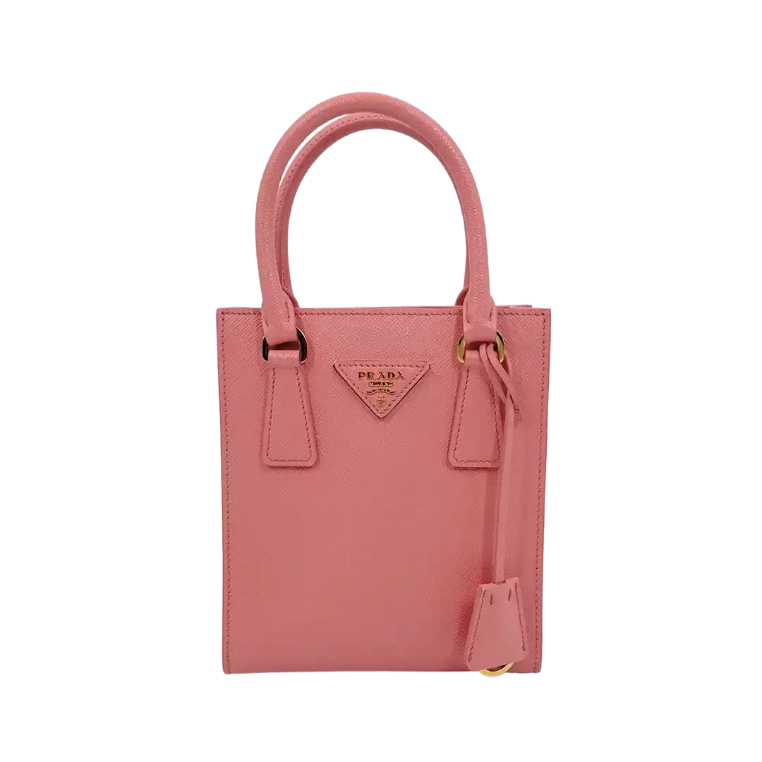 Prada kleine Handtasche mit Logo Saffiano Leder pink Fullset