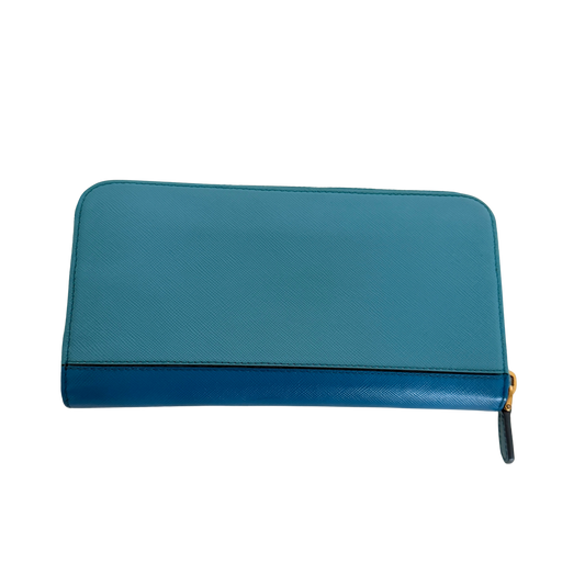 Prada Zippy Geldbörse aus Saffiano Leder Blau / gut Prada