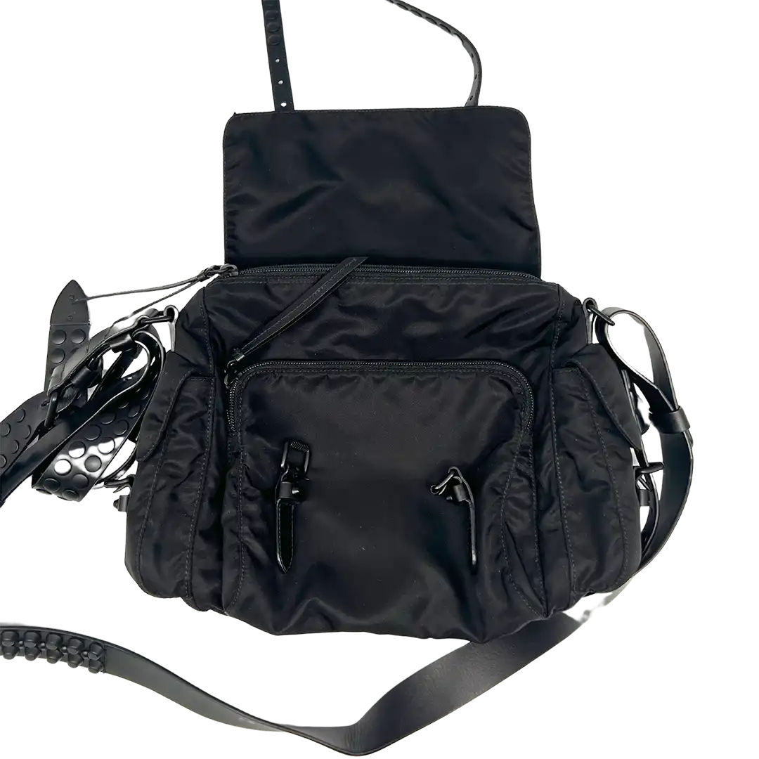Prada New Vela Umhängetasche Nero all black / sehr gut Prada