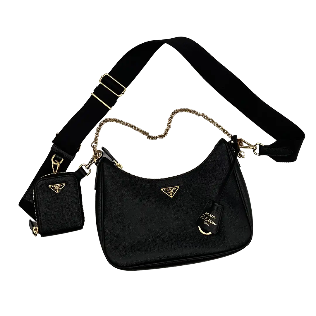 Prada Re-Edition 2005 Handtasche Saffiano Leder / schwarz Echtheitscheck