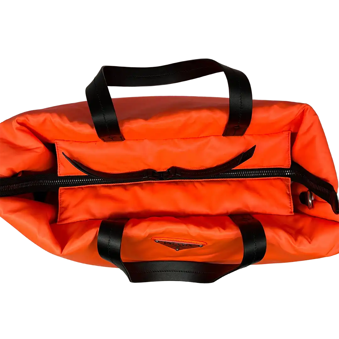 Prada Tessuto Puffer Nylon Shopping Tasche groß neon orange / sehr gut Prada