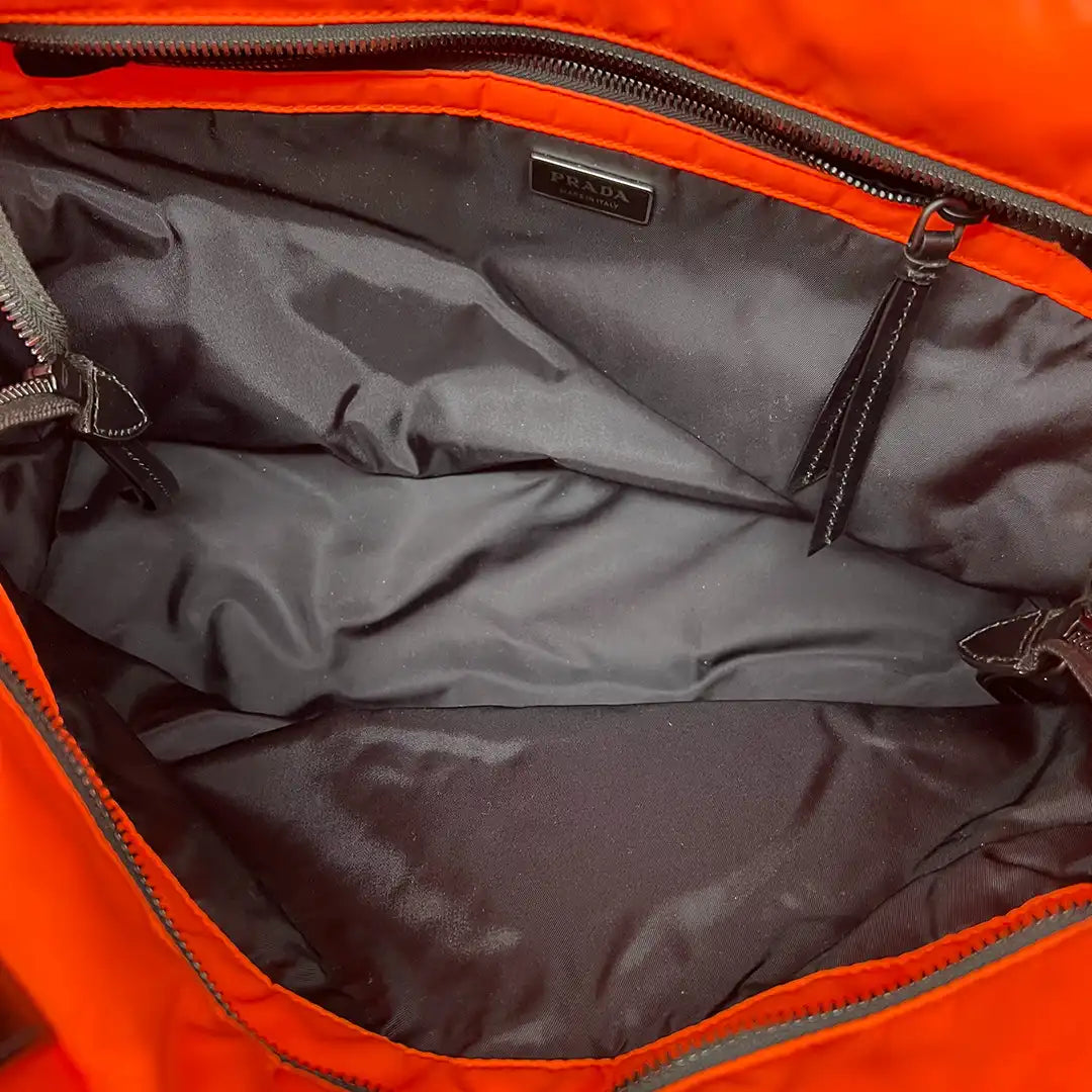 Prada Tessuto Puffer Nylon Shopping Tasche groß neon orange / sehr gut Prada
