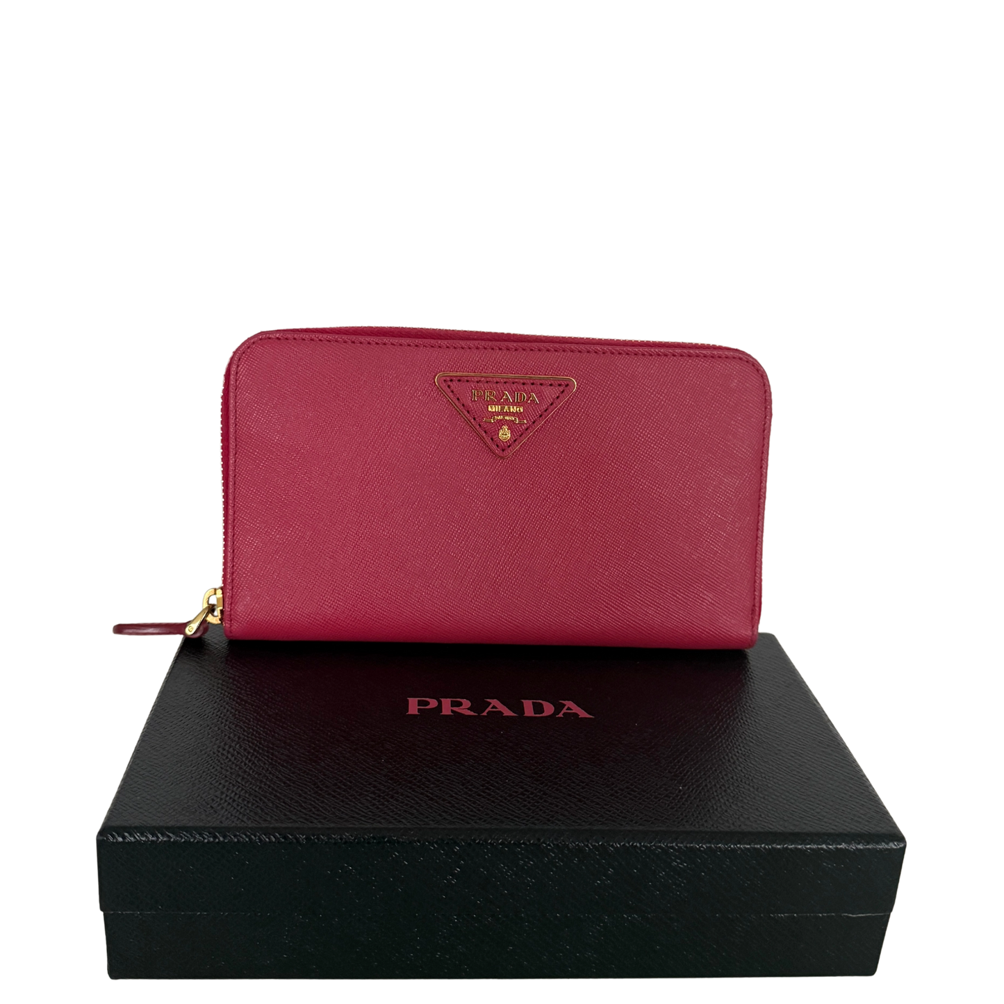 Prada Zippy Geldbörse aus Saffiano Leder Pink / sehr gut Prada