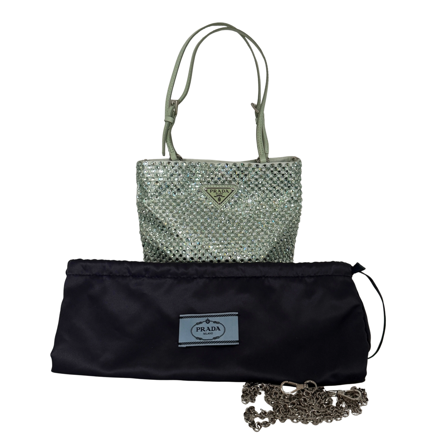 Prada Handtasche aus Satin mit Kristallverzierung Aqua / sehr gut Prada