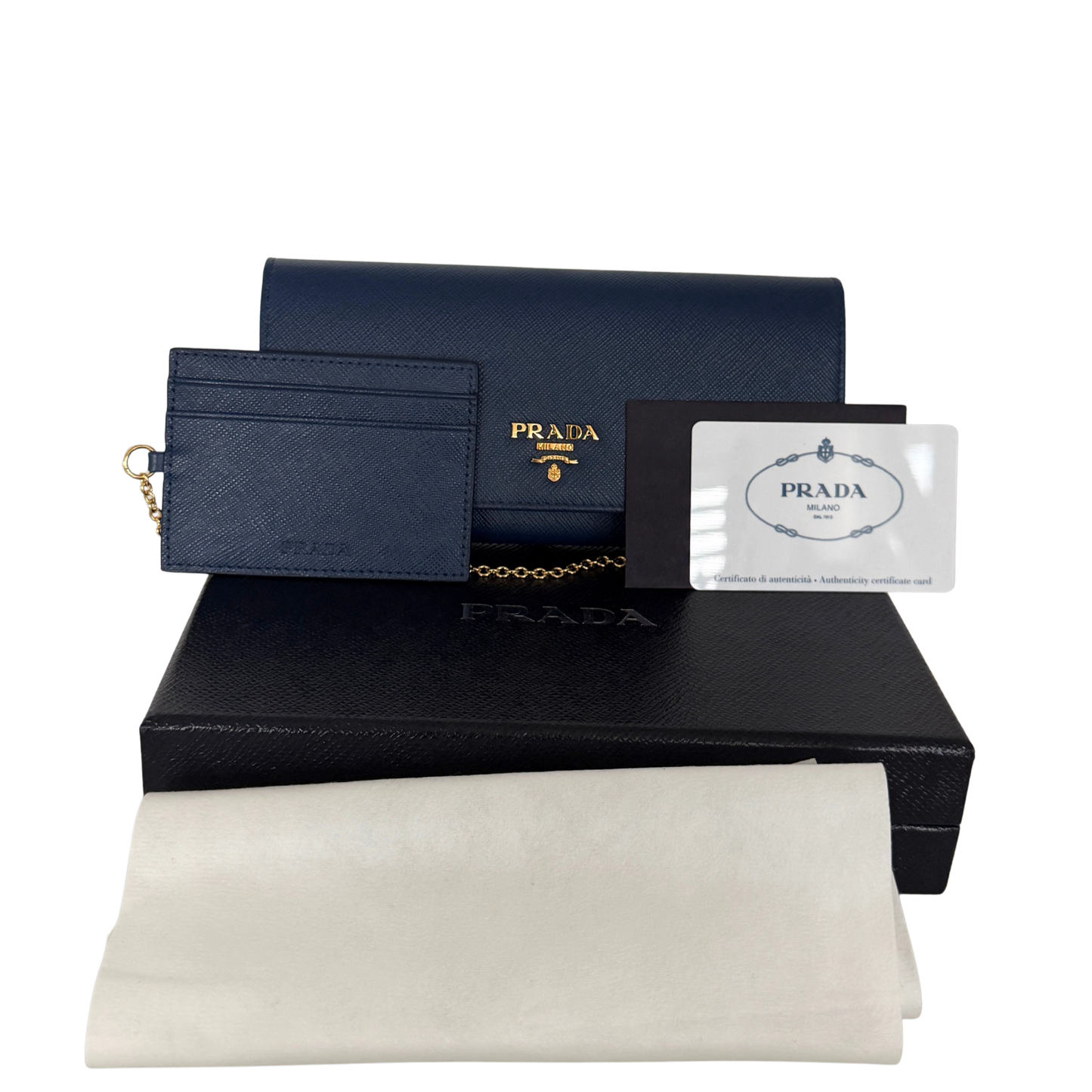 Prada lange Geldbörse aus Saffiano Leder Bluette / neuwertig Prada