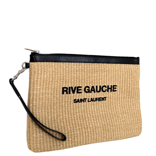 Saint Laurent Rive Gauche Raffia Pouch Beige / neuwertig Saint Laurent
