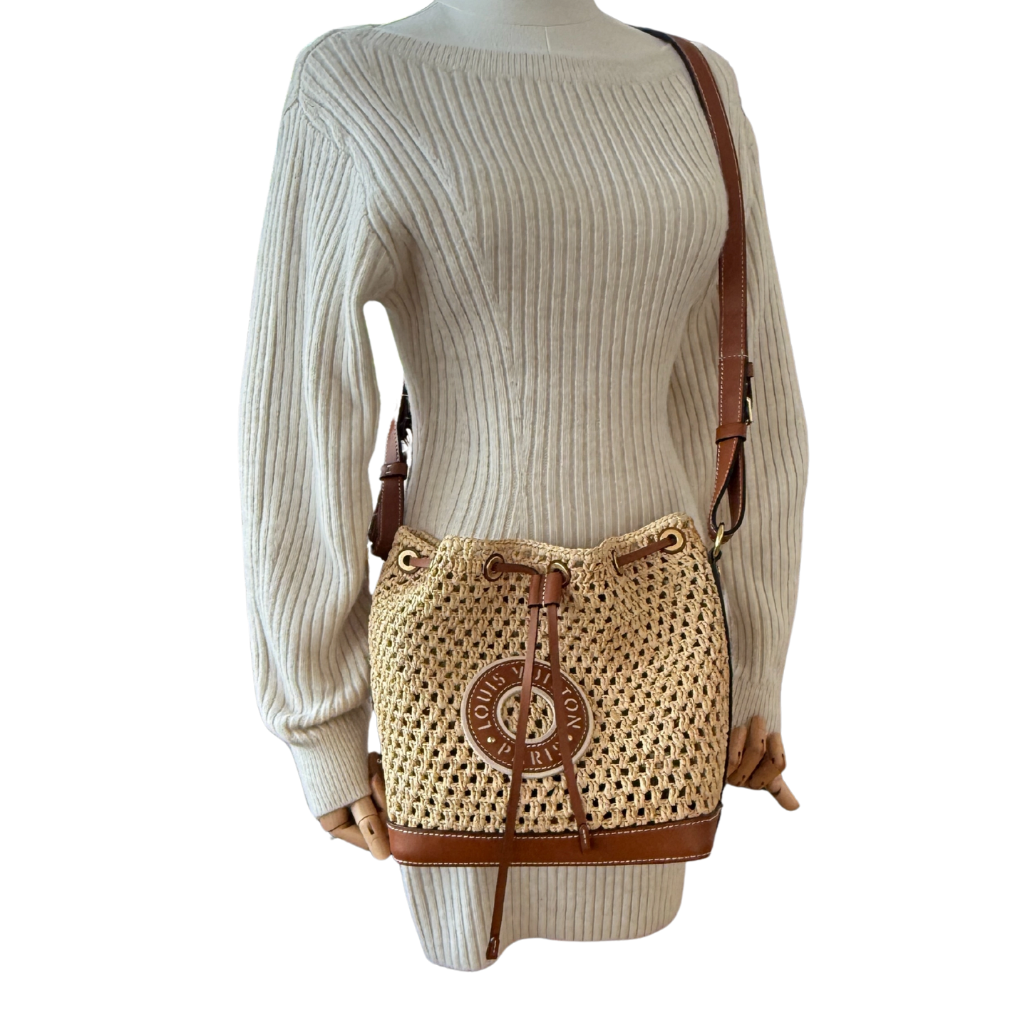 Louis Vuitton Noé BB M24722 Beige Raffia Fullset / gut Louis Vuitton