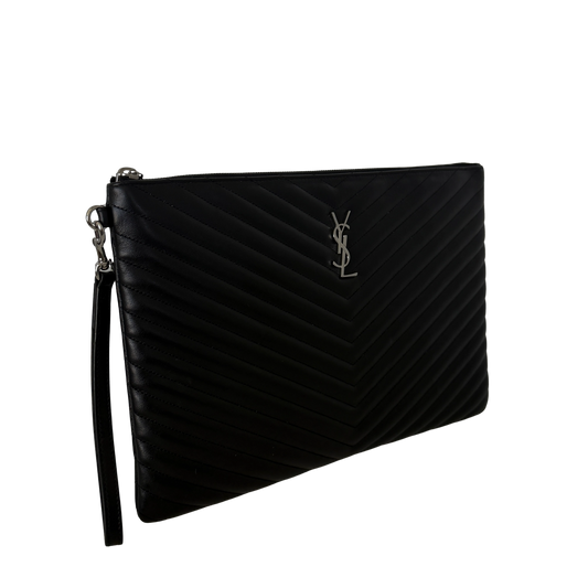 Saint Laurent Cassandre Matelassé Dokumentenhalter aus gestepptem Leder Schwarz / sehr gut Saint Laurent