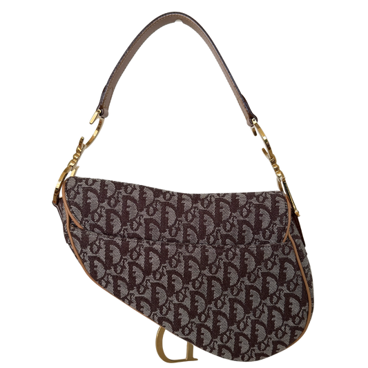 Dior Saddle mittelgroße Tasche Stoff Hellbraun John Galliano Vintage / neuwertig Dior