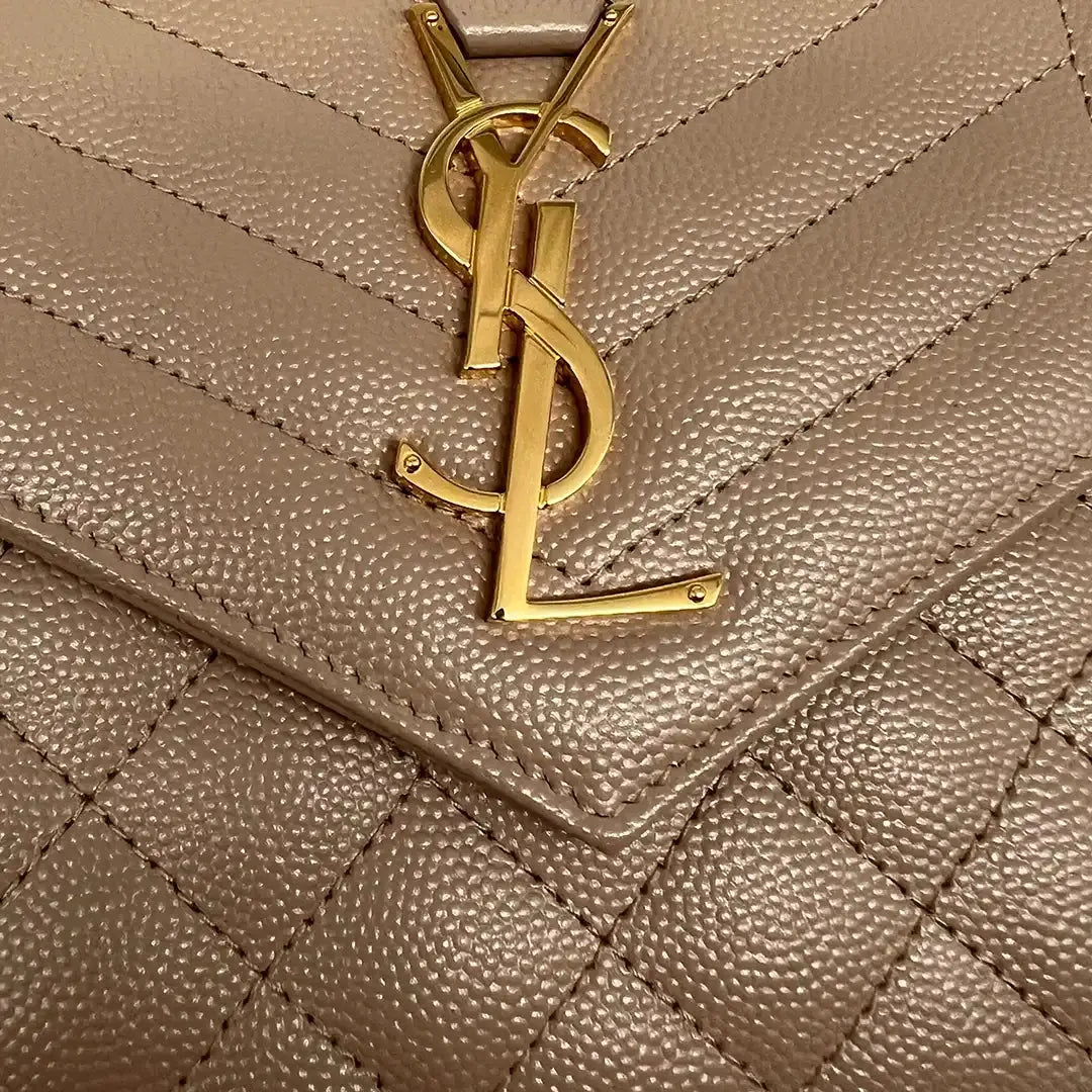 Saint Laurent YSL Cassandre Grain-de-Poudre dark beige Fullset / neuwertig - Echtheitscheck