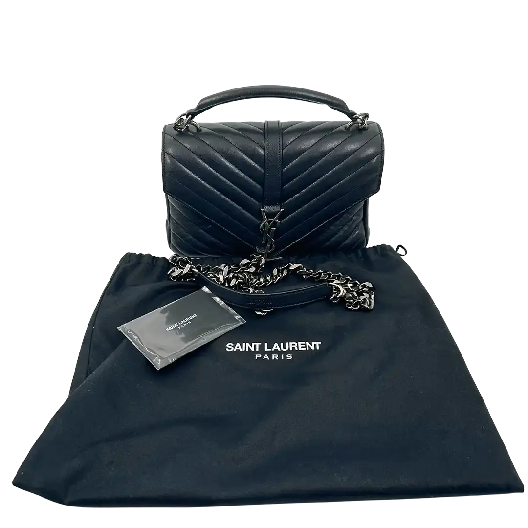 Saint Laurent YSL College Medium Handtasche schwarz Leder / sehr gut Saint Laurent