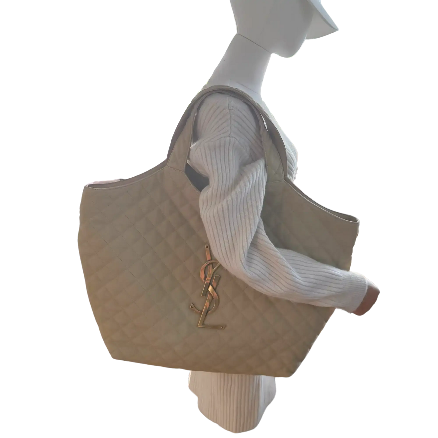 Saint Laurent YSL Icare Maxi Shopper gestepptes Nubukleder beige / neuwertig Saint Laurent