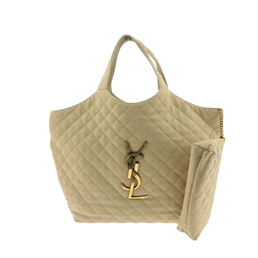 Saint Laurent YSL Icare Maxi Shopper gestepptes Nubukleder beige / neuwertig Saint Laurent