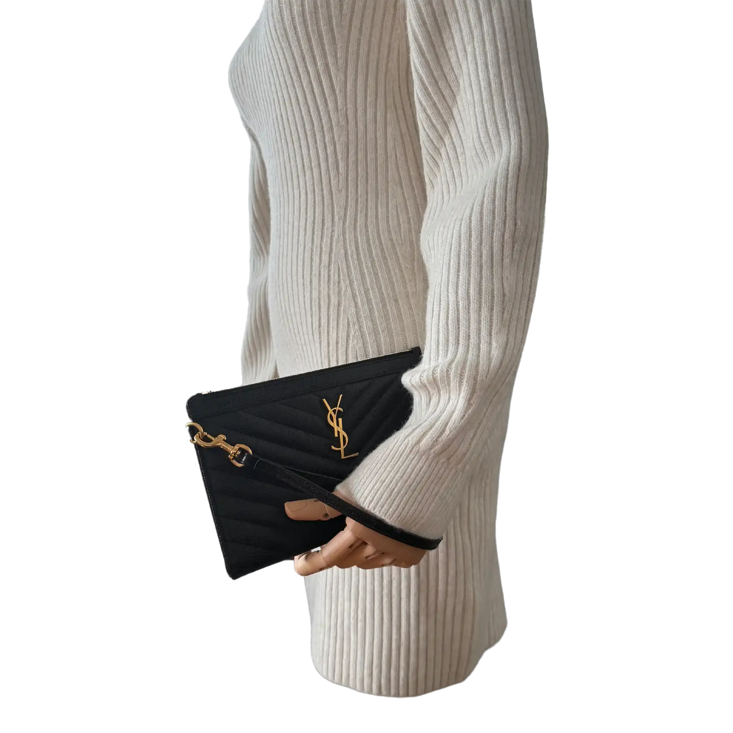 Saint Laurent große Cassandre Pouch Grand de Poudre Leder schwarz / neuwertig Saint Laurent