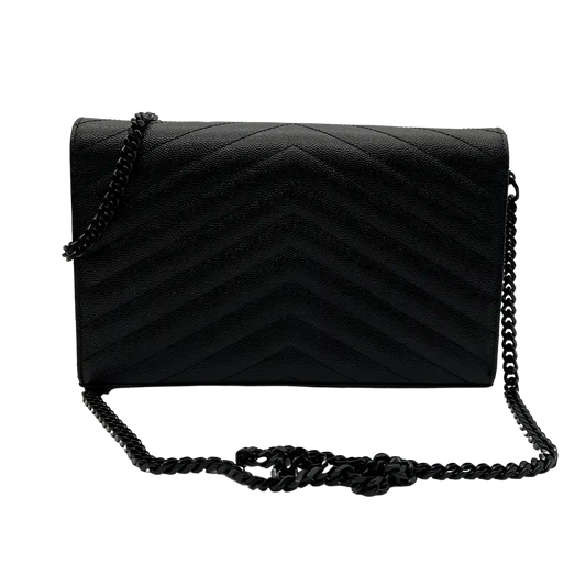 Saint Laurent Chevron Monogram Monochrome Chain Wallet schwarz / sehr gut Saint Laurent