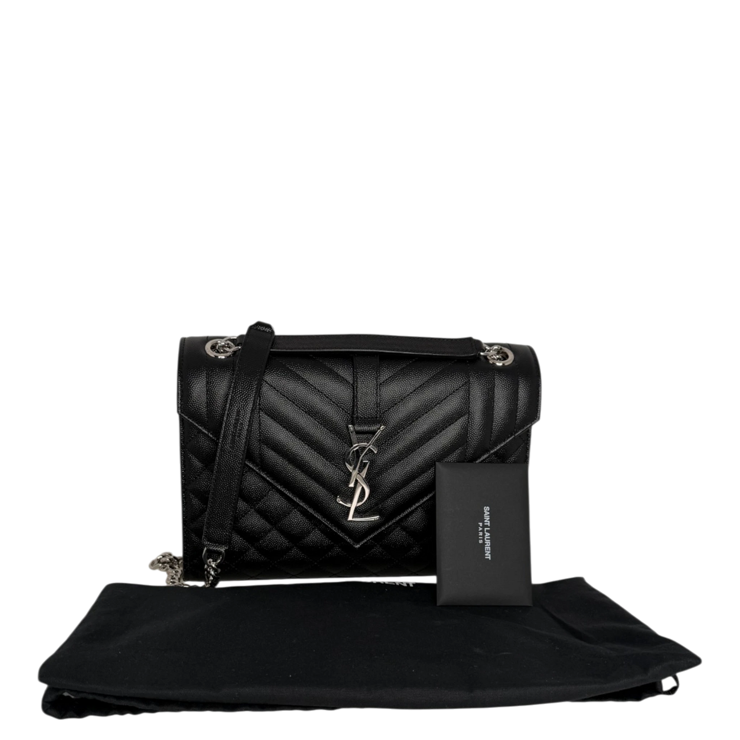 Saint Laurent YSL Envelope Medium schwarz silberne Hardware Saint Laurent
