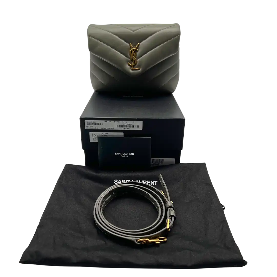 Saint Laurent YSL LouLou Toy Leder grau khaki /sehr gut Saint Laurent