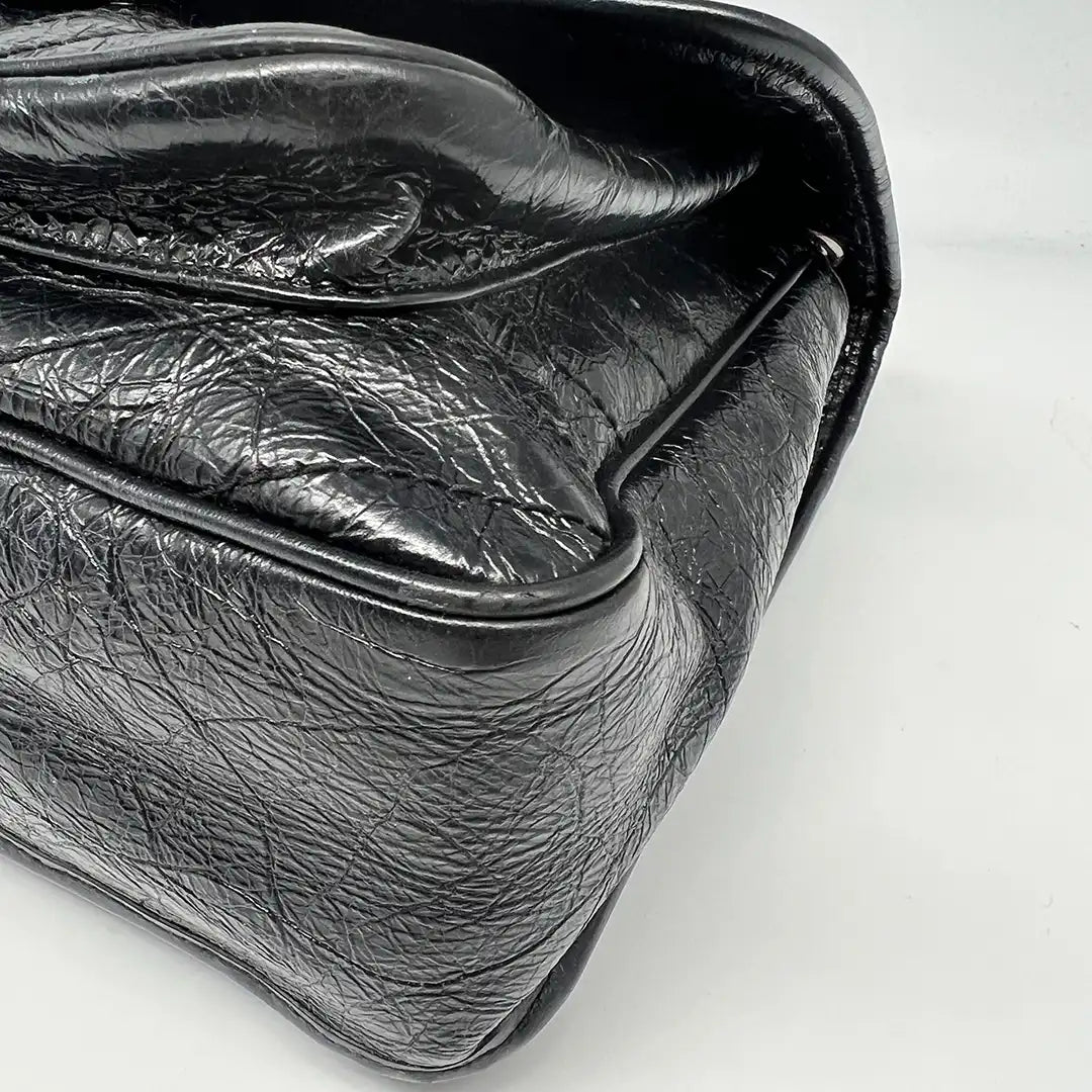 Saint Laurent Niki Large knittriges Vintage Leder schwarz / sehr gut Saint Laurent