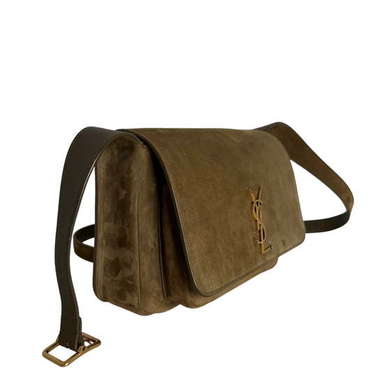 Saint Laurent Niki Satchel Wildleder New Barley Olivgrün Gold – Ansicht 2