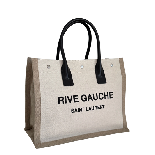 Saint Laurent Large Tote Tasche Rive Gauche Beige / sehr gut Saint Laurent