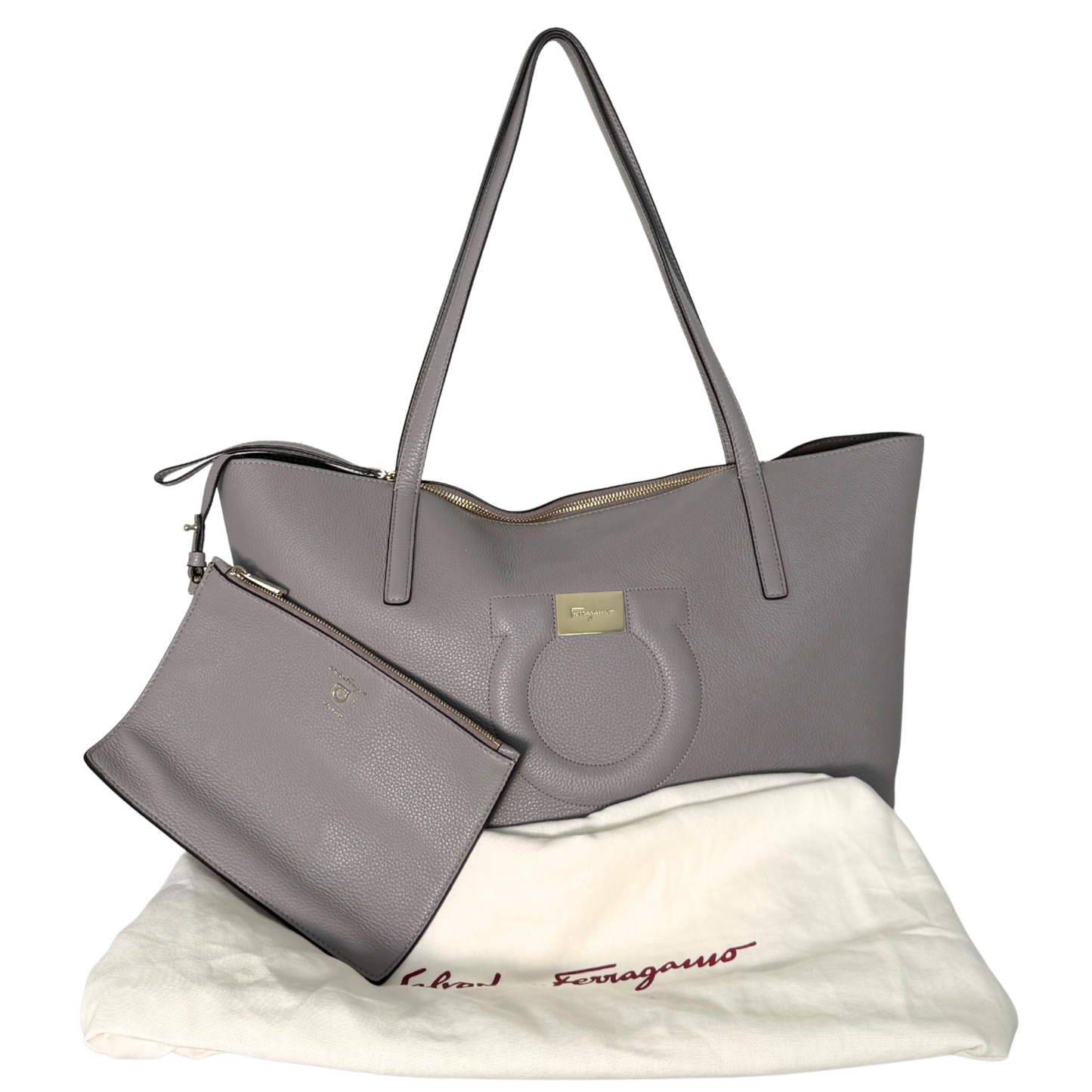 Salvatore Ferragamo City Tote Bag mittelgroß Grau / sehr gut