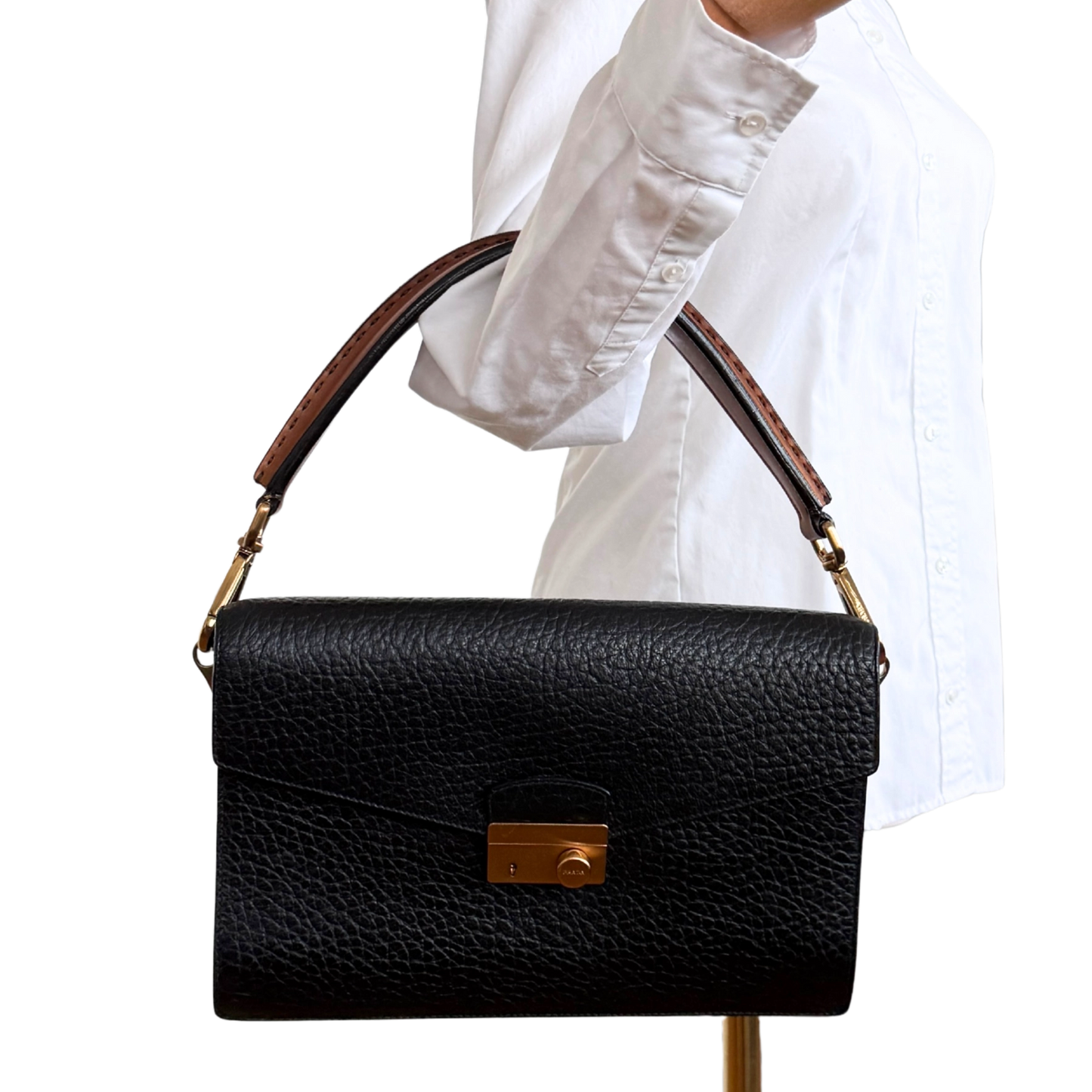 Prada Sound Schultertasche Schwarz / sehr gut Prada