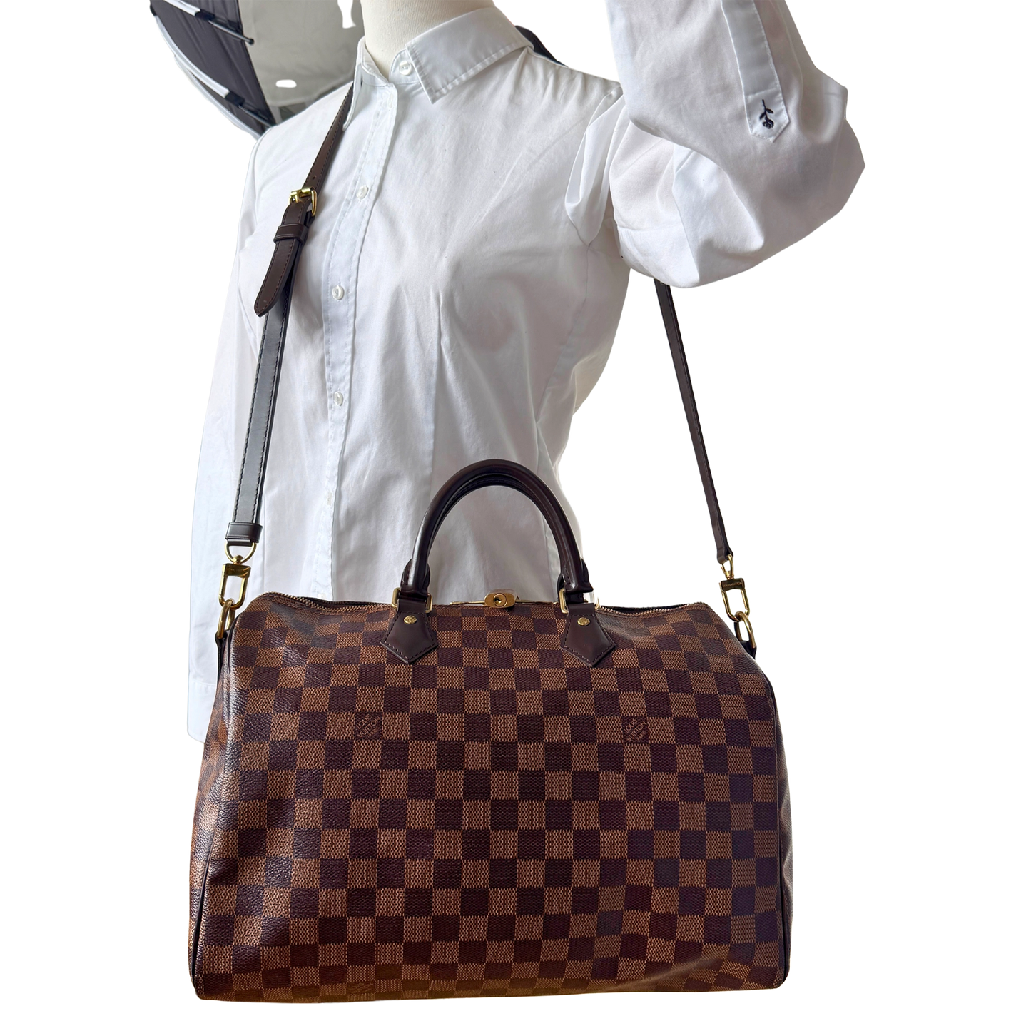 Louis Vuitton Speedy 35 Damier Ebene Bandouliere N41366 / gut Louis Vuitton