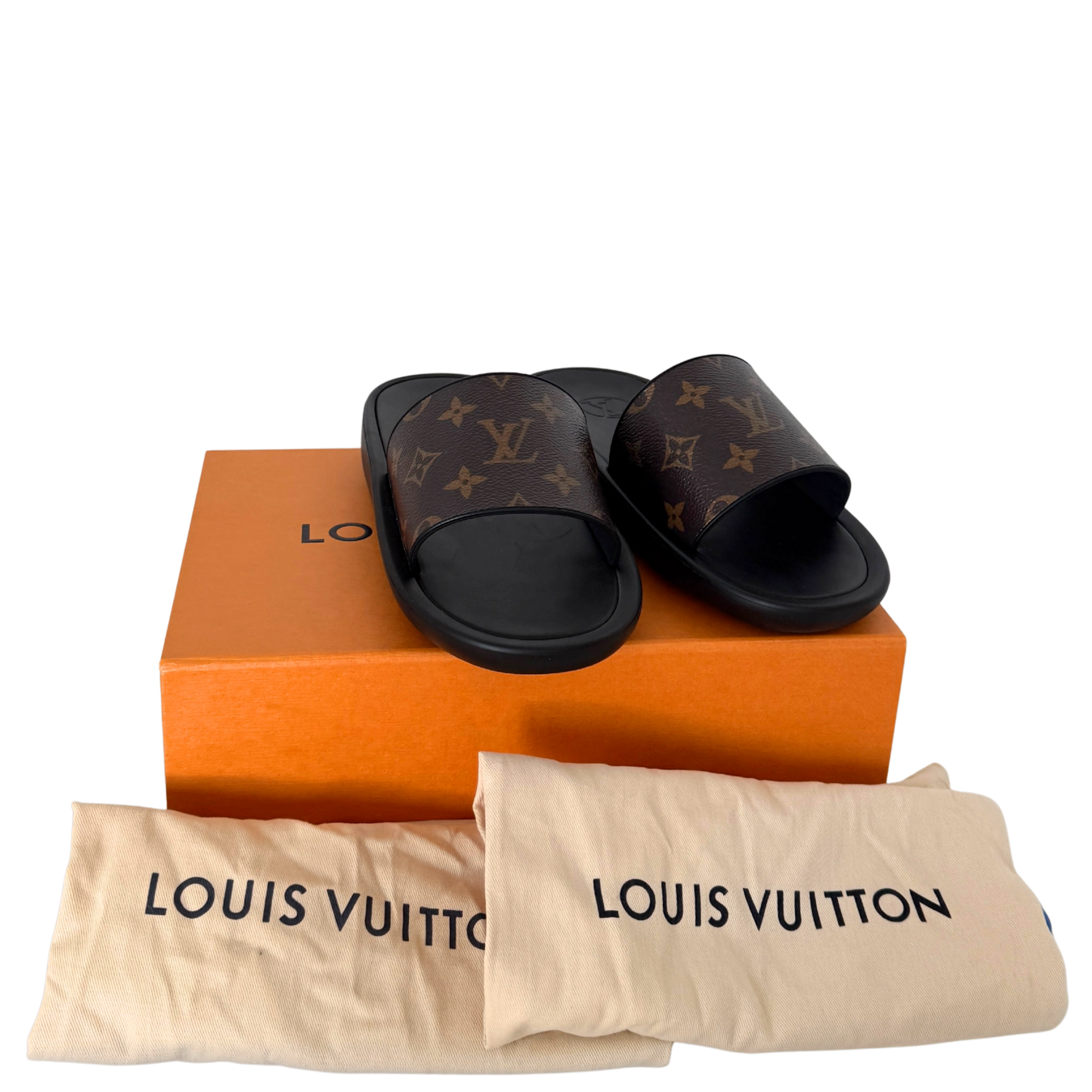 Louis Vuitton Sunbath Flat Mules Monogram Canvas Größe 40 Braun / neuwertig Louis Vuitton