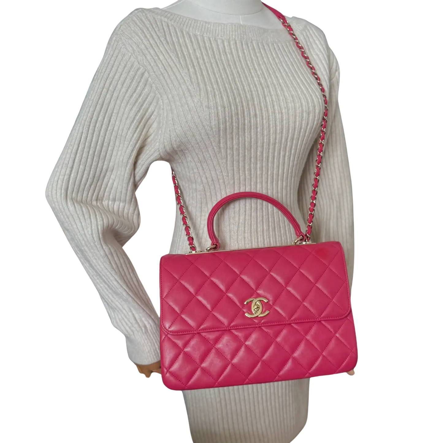 Chanel Trendy CC Top Handle Lammleder Pink / gut Chanel