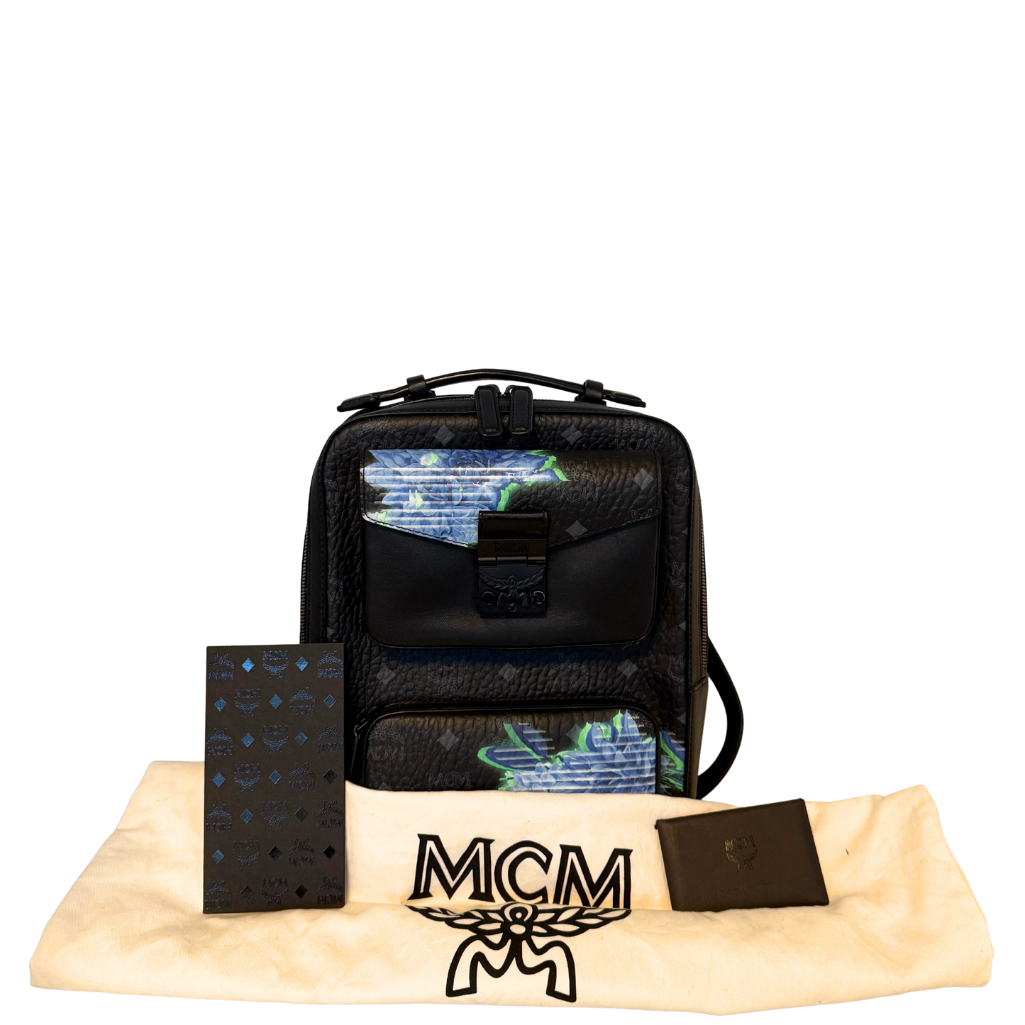 MCM Tech Flower Rucksack Small Schwarz / sehr gut