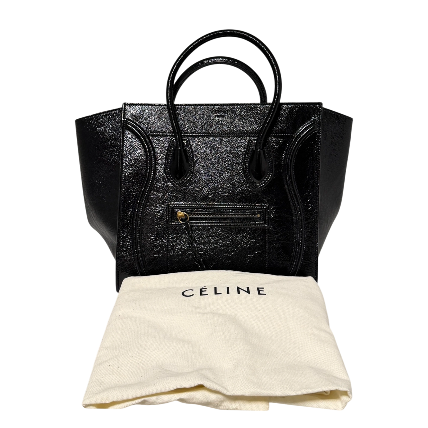 CELINE Luggage Phantom Lackleder Medium schwarz / neuwertig CELINE