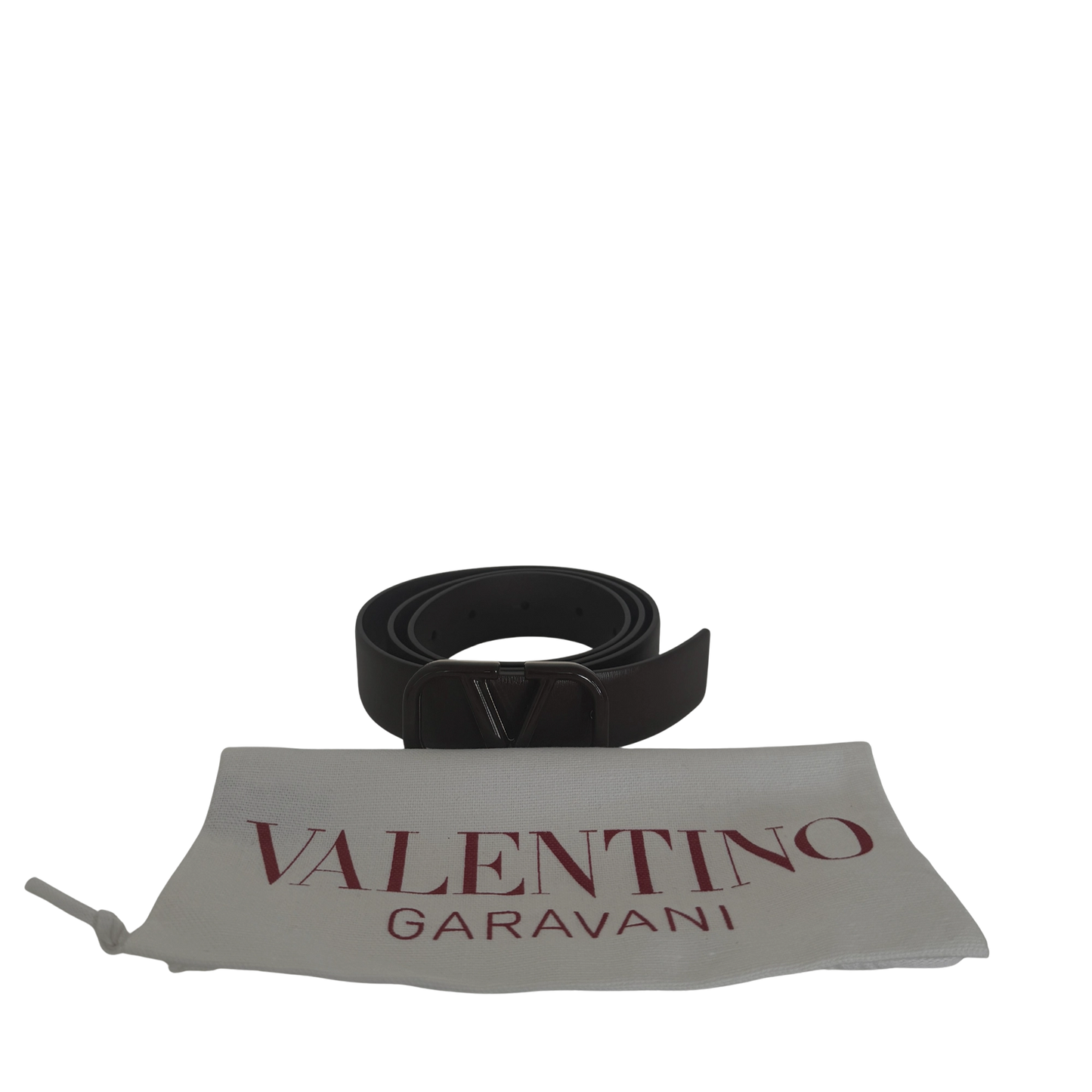 Valentino Garavani VLogo Gürtel aus Leder 80cm Dunkelbraun / neuwertig Valentino