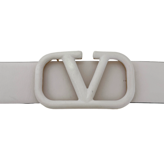 Valentino Garavani VLogo Gürtel aus Leder Weiß / gut Valentino
