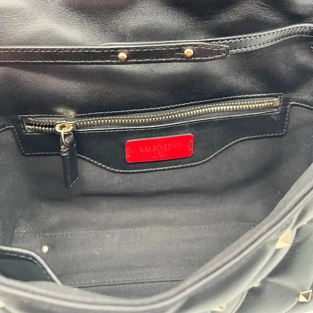 Valentino Candystud Schultertasche gestepptes Leder schwarz / sehr gut Echtheitscheck