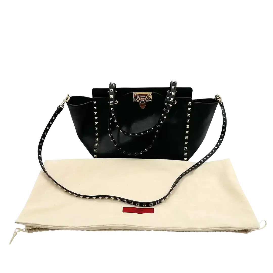 Valentino Garavani Rockstud Shopper Bag Leder schwarz / sehr gut Valentino