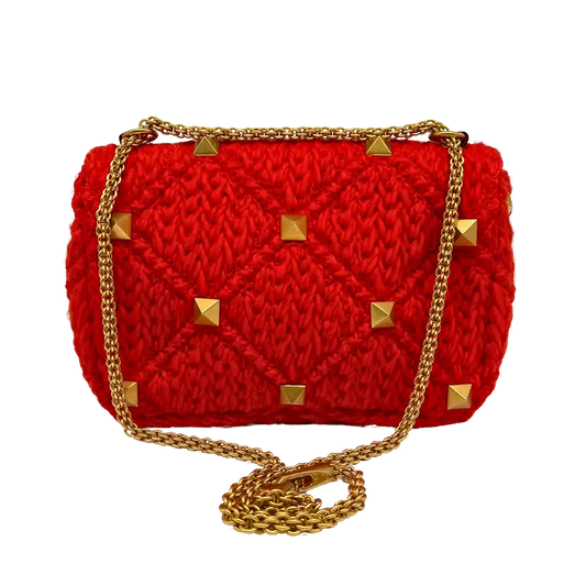 Valentino Roman Stud Spike Medium Wolle Orange / Sehr gut - Echtheitscheck