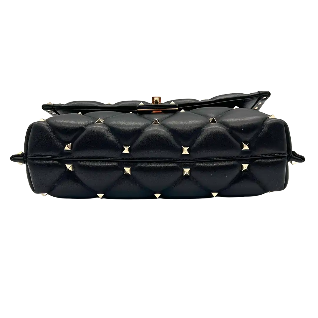 Valentino Candystud Schultertasche gestepptes Leder schwarz / sehr gut Echtheitscheck
