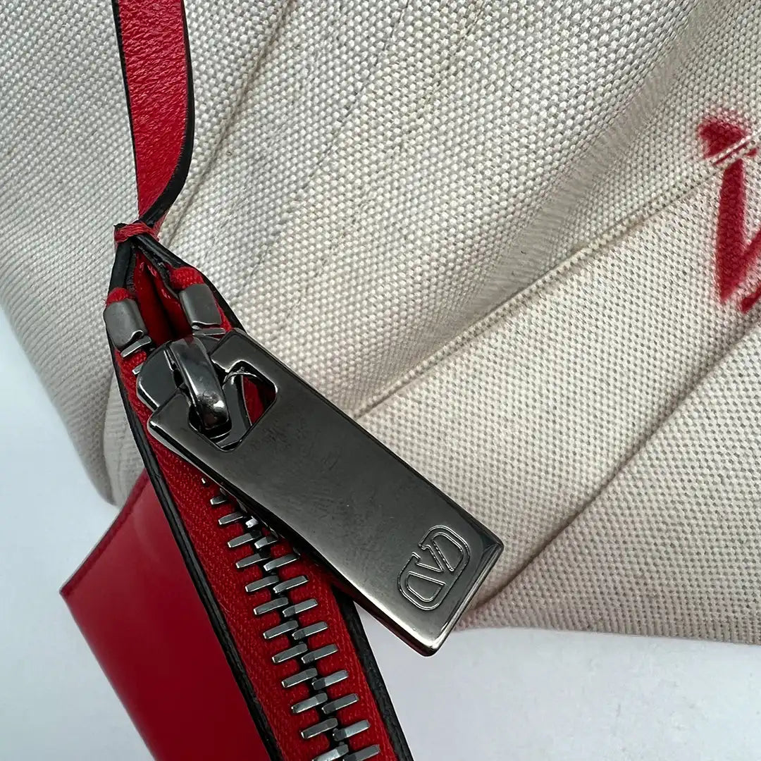 Valentino Garavani Atelier Bag 02 bedruckte Tote Bag aus Canvas mit Lederbesatz / neuwertig Valentino